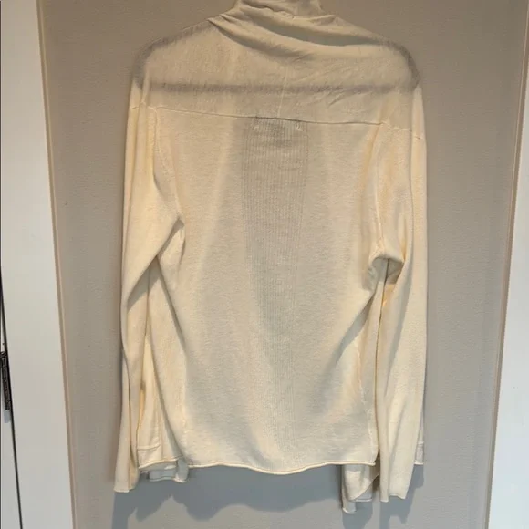 Title Nine Cream Open Front Lightweight Cotton Cardigan with Shawl Collar - Picture 6 of 8